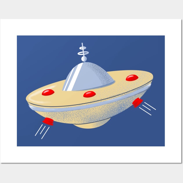 Retro Flying Saucer Wall Art by ksrogersdesigns